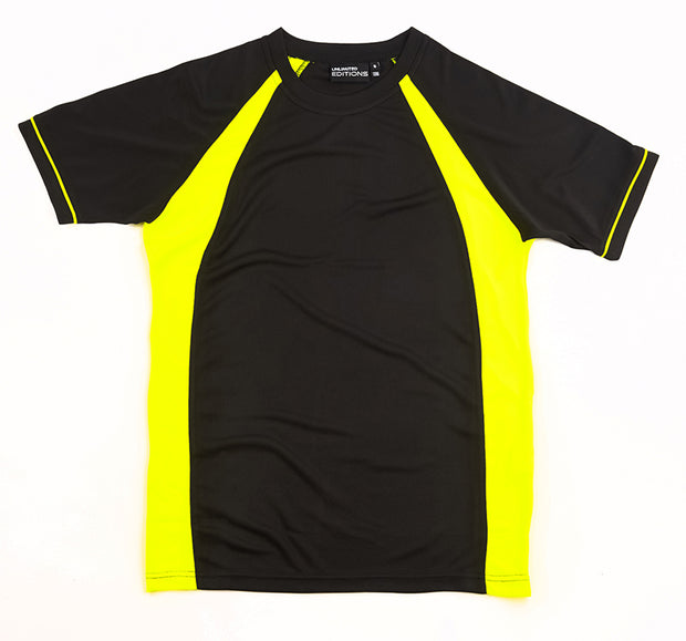 Black/Fluro Yellow Tee